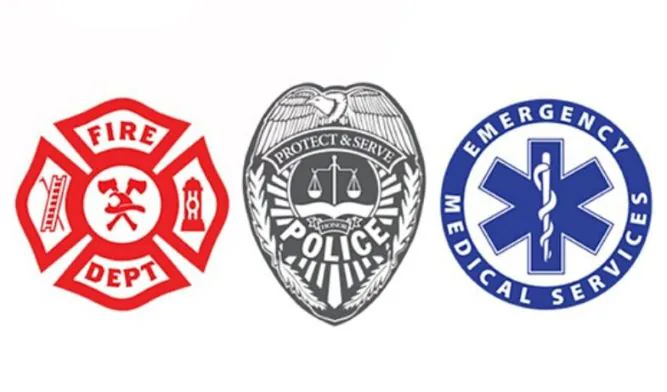 Fire, police, and emergency medical service emblems